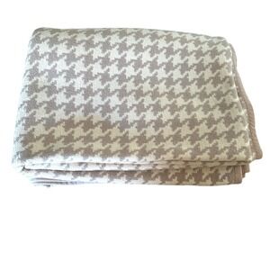 Ibena Throw Blanket German Houndstooth Cotton Acrylic Beige 72 x 55 Comfort Soft